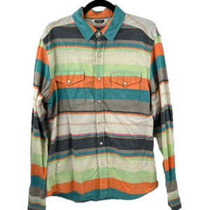 Salt Valley Western  Men's Retro Wide Striped Button Down Shirt